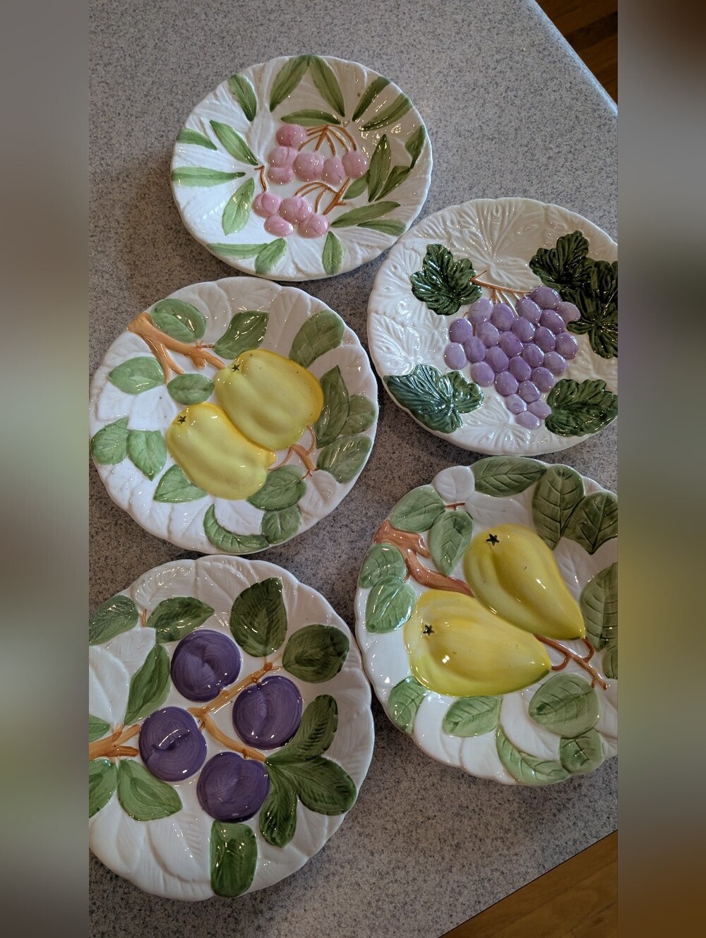 Erik Van Horn Fruit du Jour Plates Set of 5 Shafford Majolica 1987 Vintage